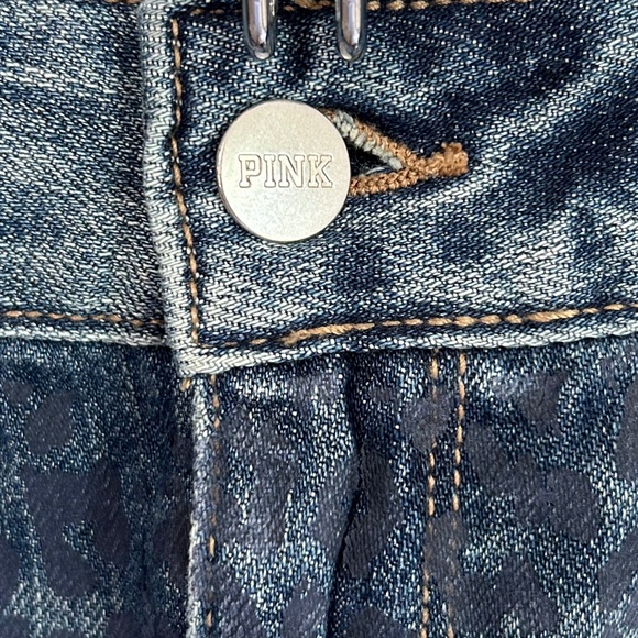 Victoria's Secret Pink Denim Cheeky Leopard Cut-off Shorts Distressed Cheetah - Picture 4 of 10